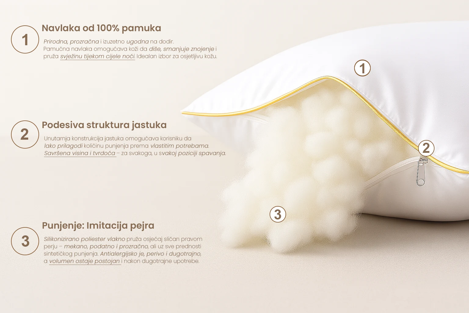 Jastuk Gold — detalji