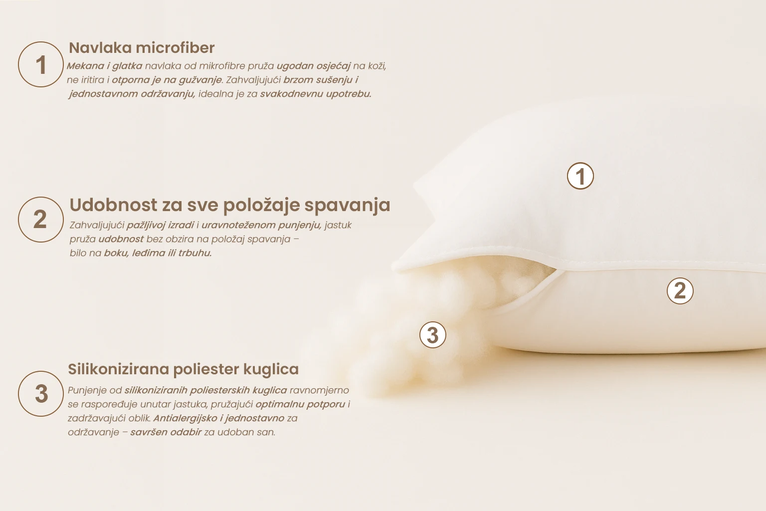 Jastuk Bijelo — detalji