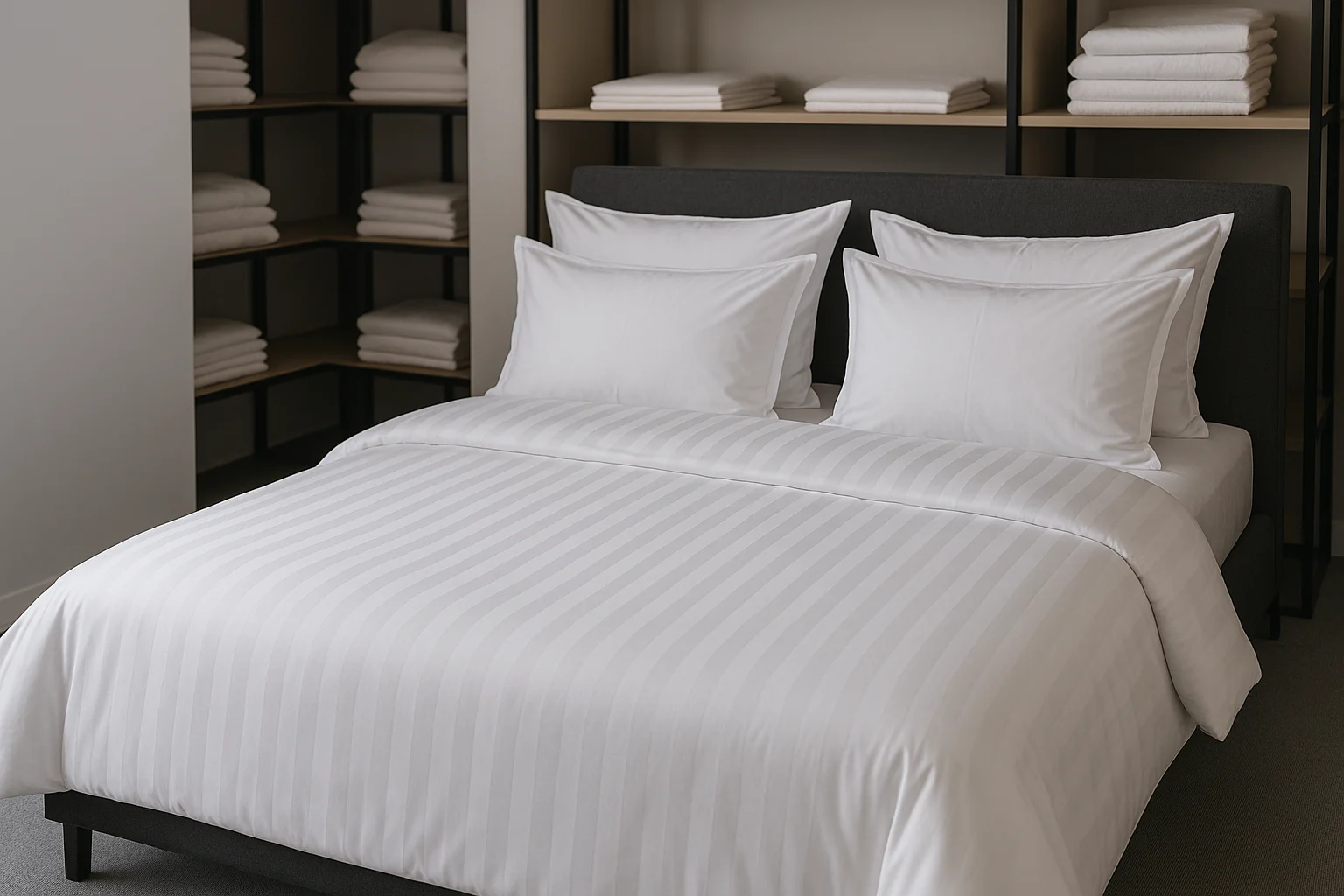 Hotelska posteljina u showroomu